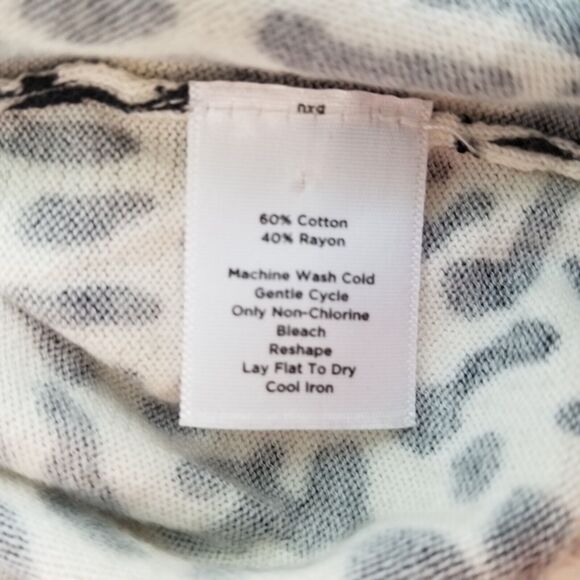 Talbots Cardigan Sweater Black White Animal Print Cotton Bl 3/4 Slv Petite S - Picture 10 of 12